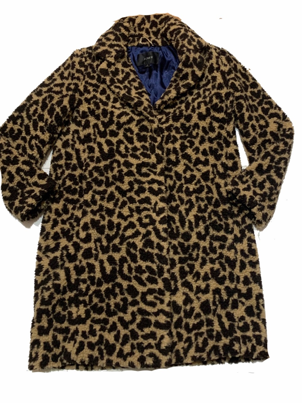 J. Crew Teddy sherpa topcoat in leopard print